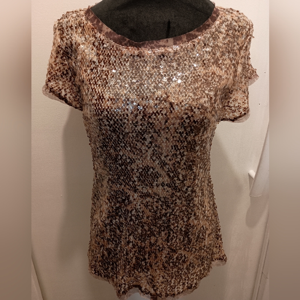 INC, Sequin, Lined Brown Top. Size medium